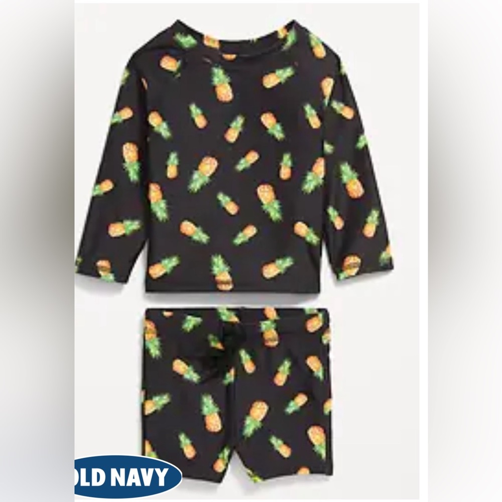 OLD NAVY Rashguard Swim Top & Trunks for Baby: PINEAPPLE: NWT: 0-3 MTH